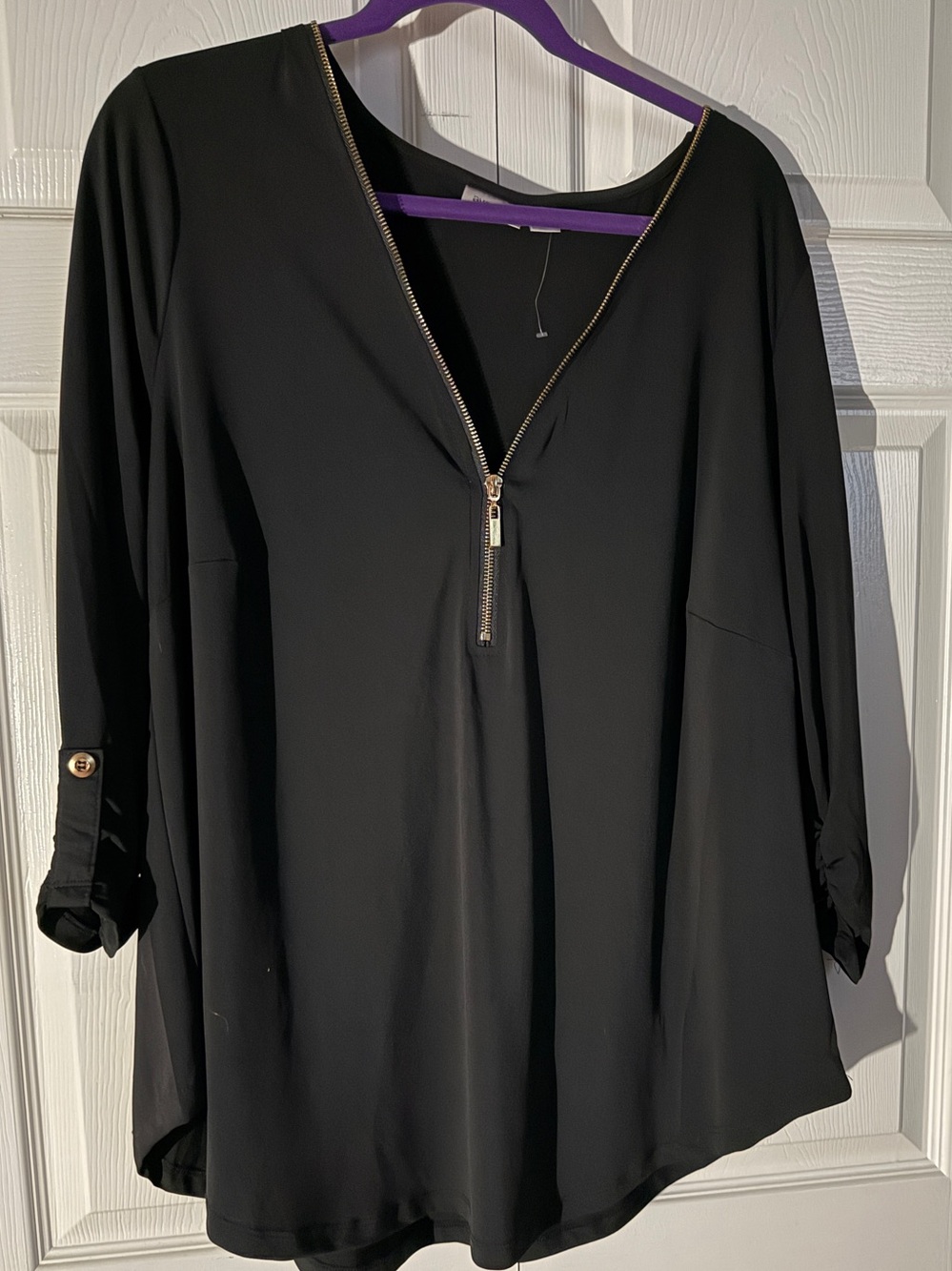 Avenue Black Top with Gold Zip Accent
